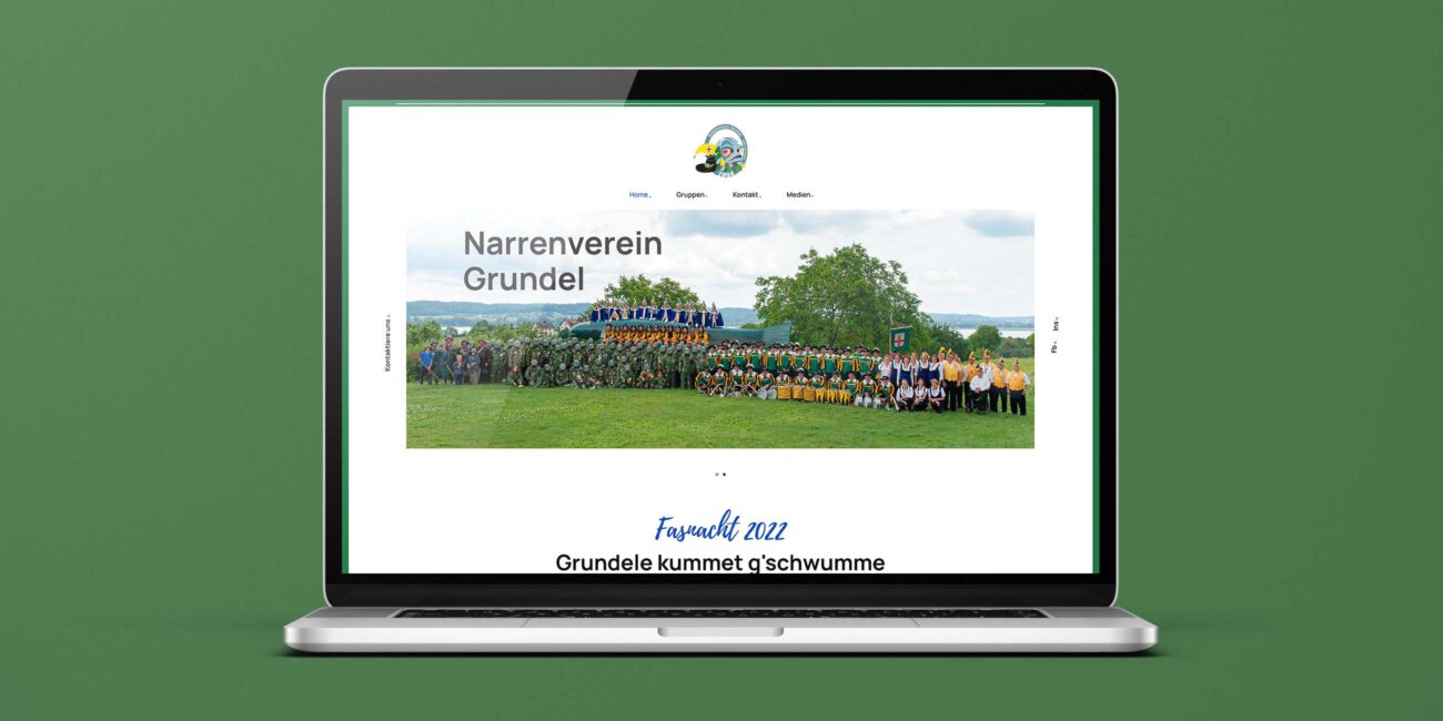 Webdesign des Narrenverein Grundel Reichenau Konstanz mittels Wordpress Startseite